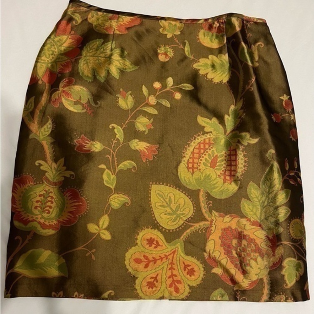 Jon Skirt, gorgeous rich brown/gold/green/cranberry. Size 8, EUC.